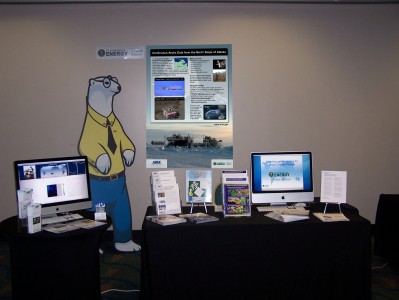 DOE's display table featured ARM's North Slope of Alaska site as well as an Arctic climate change movie and OBER handouts.