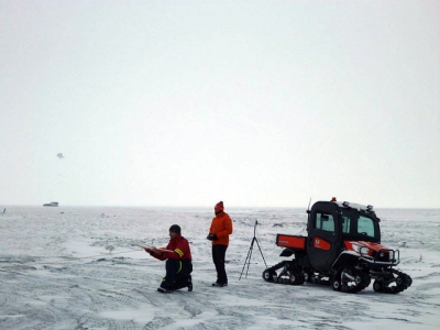 The DataHawk, an Unmanned Aerial System, being launched in the Arctic.