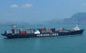 The C-9 class ship Horizon Spirit is a 268-meter (880-foot) steam-powered container ship that makes the Los Angeles-to-Hawaii run as part of the Horizon Lines fleet.