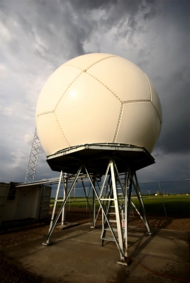 Storm clouds over the C-SAPR, a dual-polarization Doppler radar.