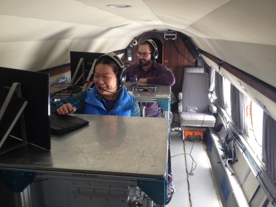 Jiumeng Liu and Dave Bell operating the HR-ToF-AMS and miniSPLAT instruments, respectively.