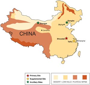 Measurement sites for the Study of Aerosol Indirect Effects in China.