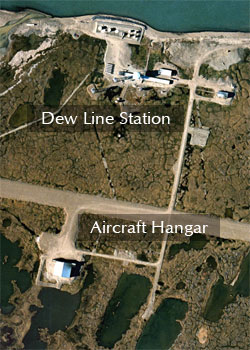 As shown in this aerial photo of Oliktok Point, Alaska, the USAF Long Range Radar Station—also known as Dew Line Station—is situated at the edge of the Arctic Ocean. Instrumentation for the ARM Program's M-PACE experiment will be located just south of the station, near the aircraft hangar. (Photo courtesy of Aeromap U.S.)