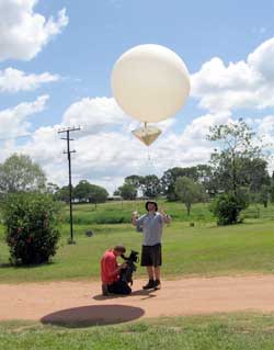 Mount Bundy, about an hours drive from Darwin, was a popular spot for media to get footage of the weather balloons launched throughout the experiment.