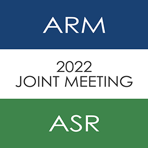 The graphic says "ARM" in white font on a blue background, "2022 Joint Meeting" in black font on a white background, and "ASR" in white font on a green background.