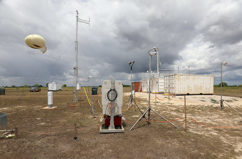 Multiple instruments and containers at ARM's TRACER site in Guy, Texas