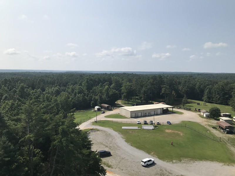 Aerial view overlooking the Black Warrior Work Center and the Bankhead National Forest canopy