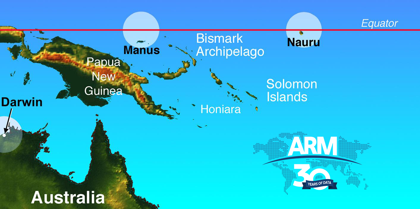 Map indicates Darwin, Manus, and Nauru with large circles