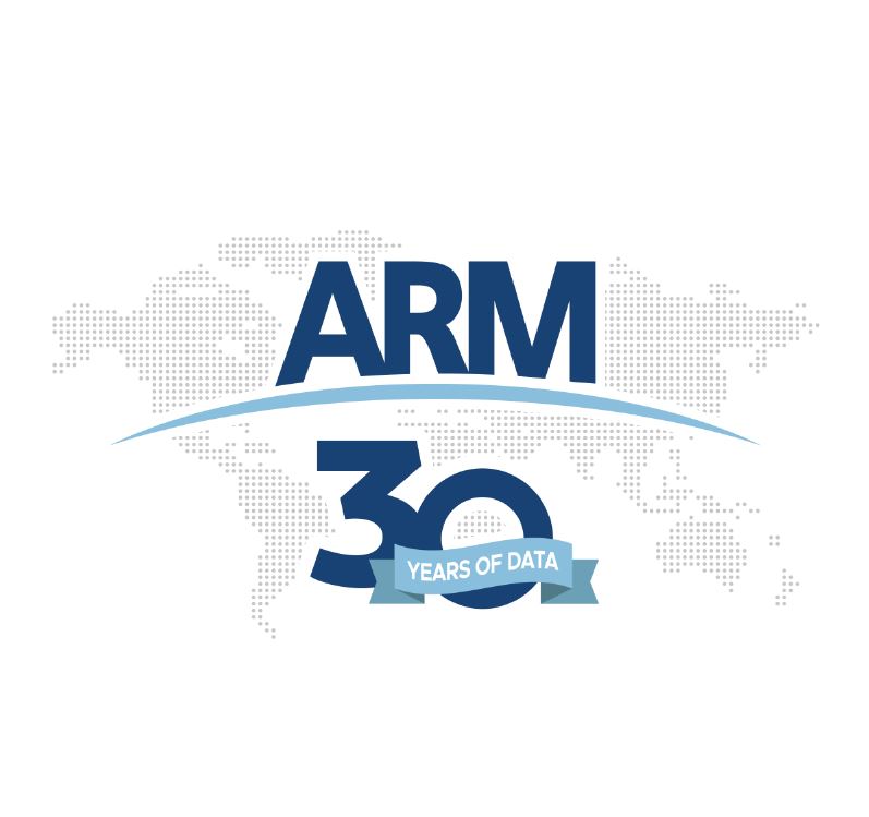 Logo says ARM 30 Years of Data on a world map