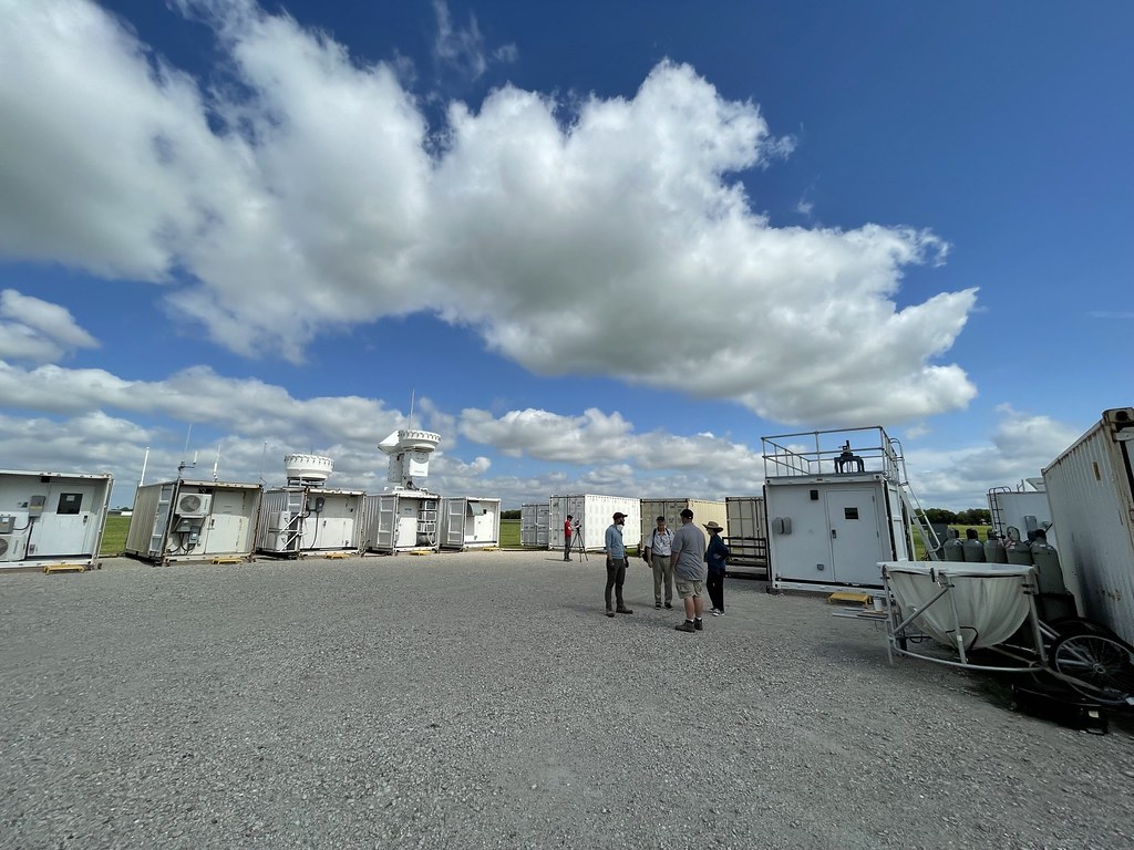 Clouds float over the ARM Mobile Facility in La Porte, Texas.