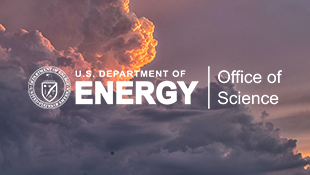 U.S. Department of Energy Office of Science logo in front of clouds