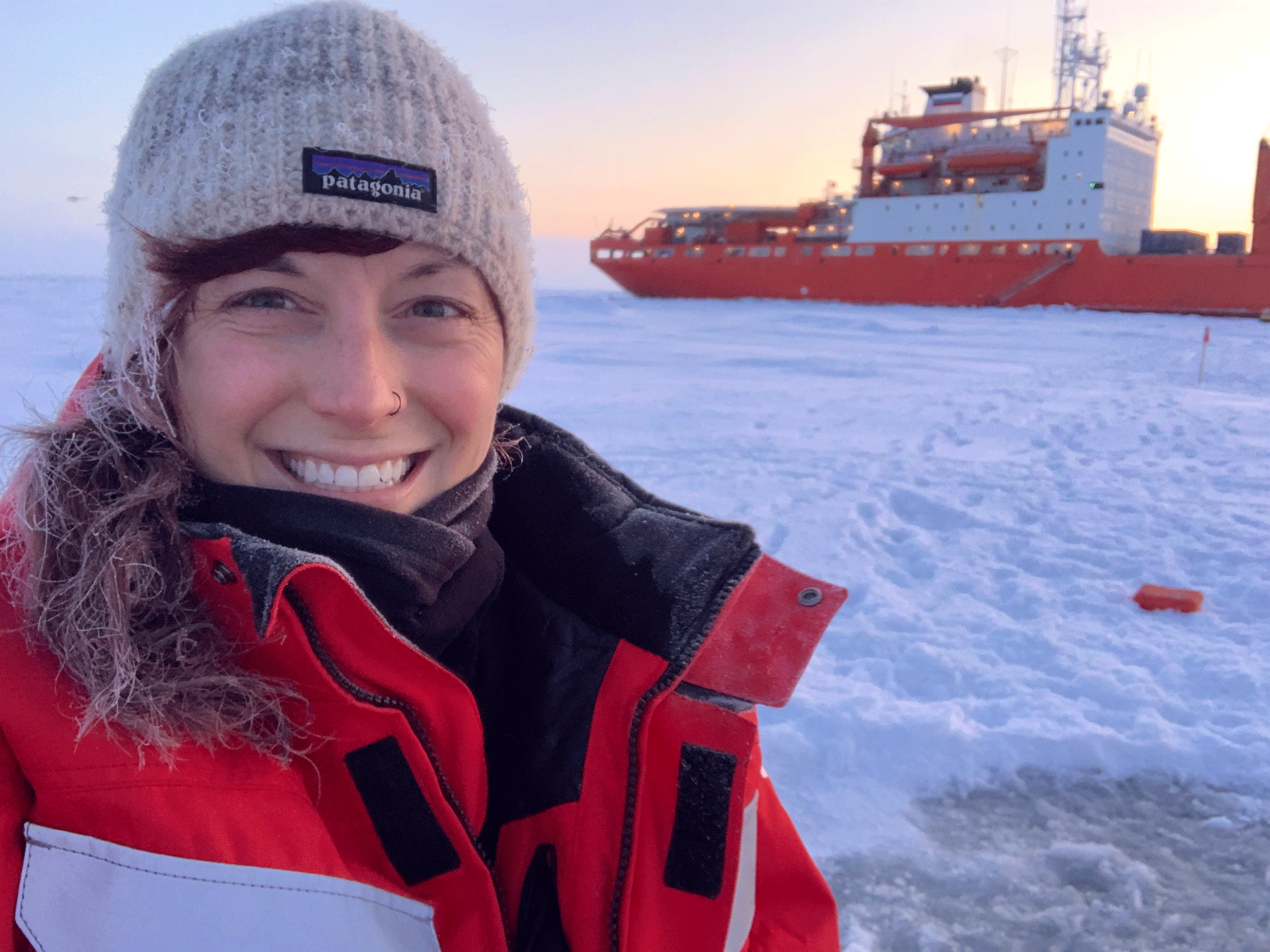 Jessie Creamean works in the Arctic during the MOSAiC expedition