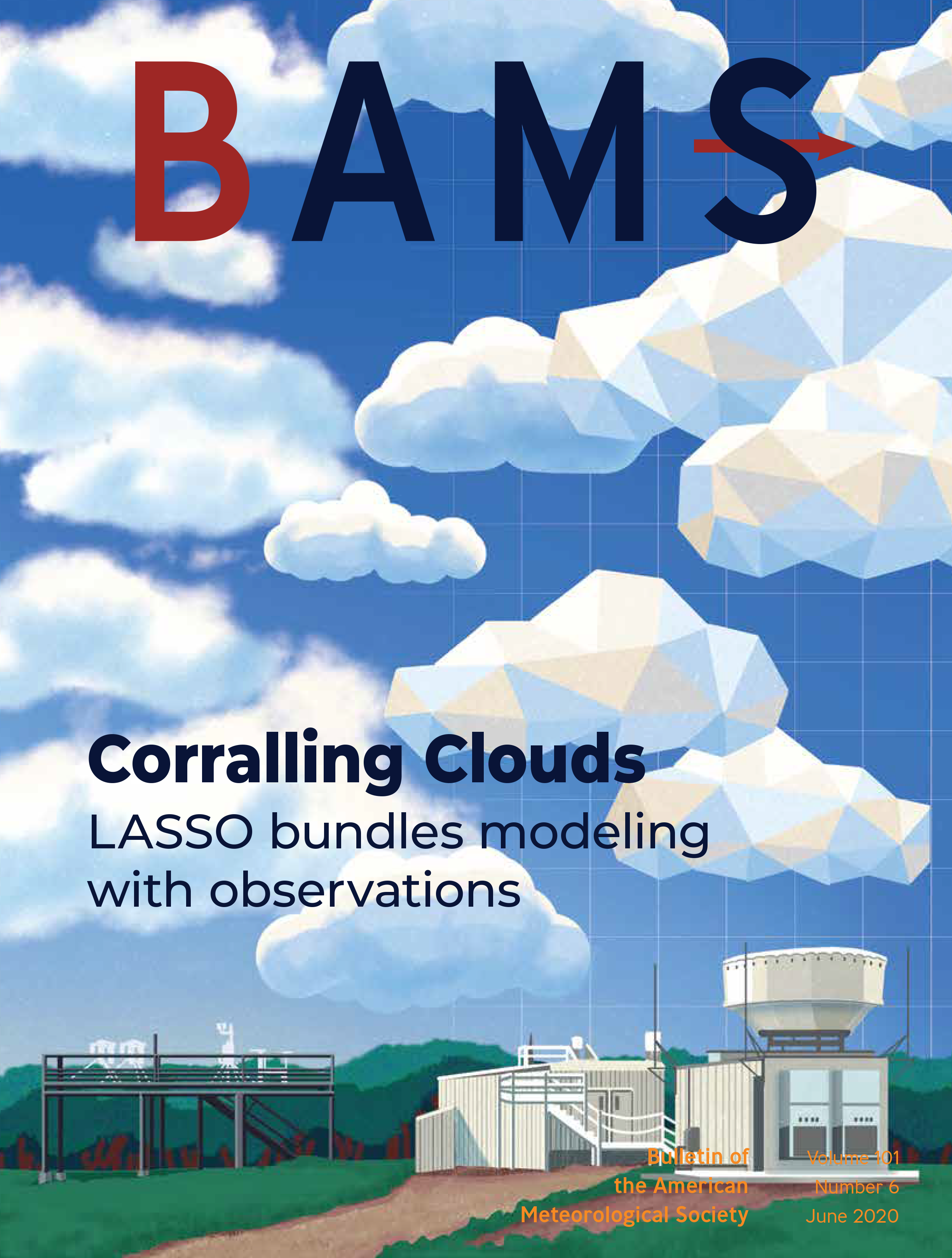 June 2020 BAMS magazine cover featuring ARM's Southern Great Plains atmospheric observatory