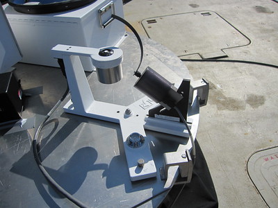 A multifilter rotating shadowband radiometer sits on a platform.