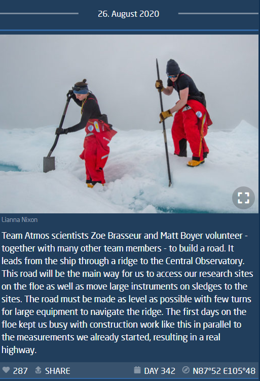 ARM technicians Zoé Brasseur and Matt Boyer working during MOSAiC expedition