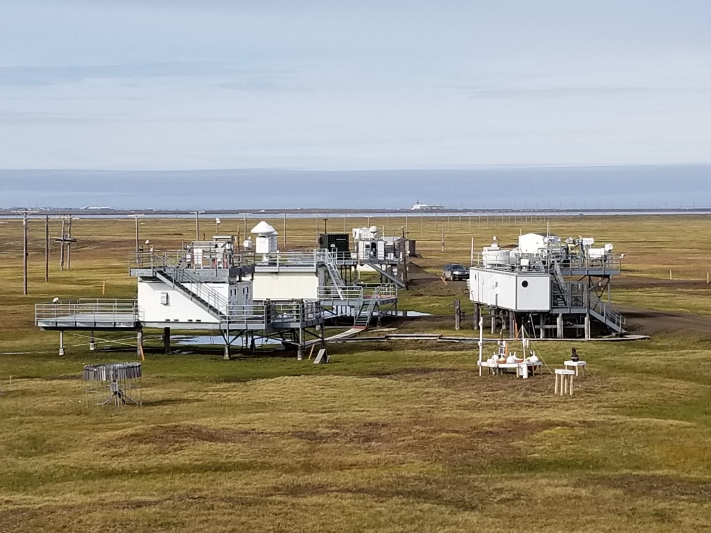 Tundra surrounds the North Slope of Alaska atmospheric observatory.