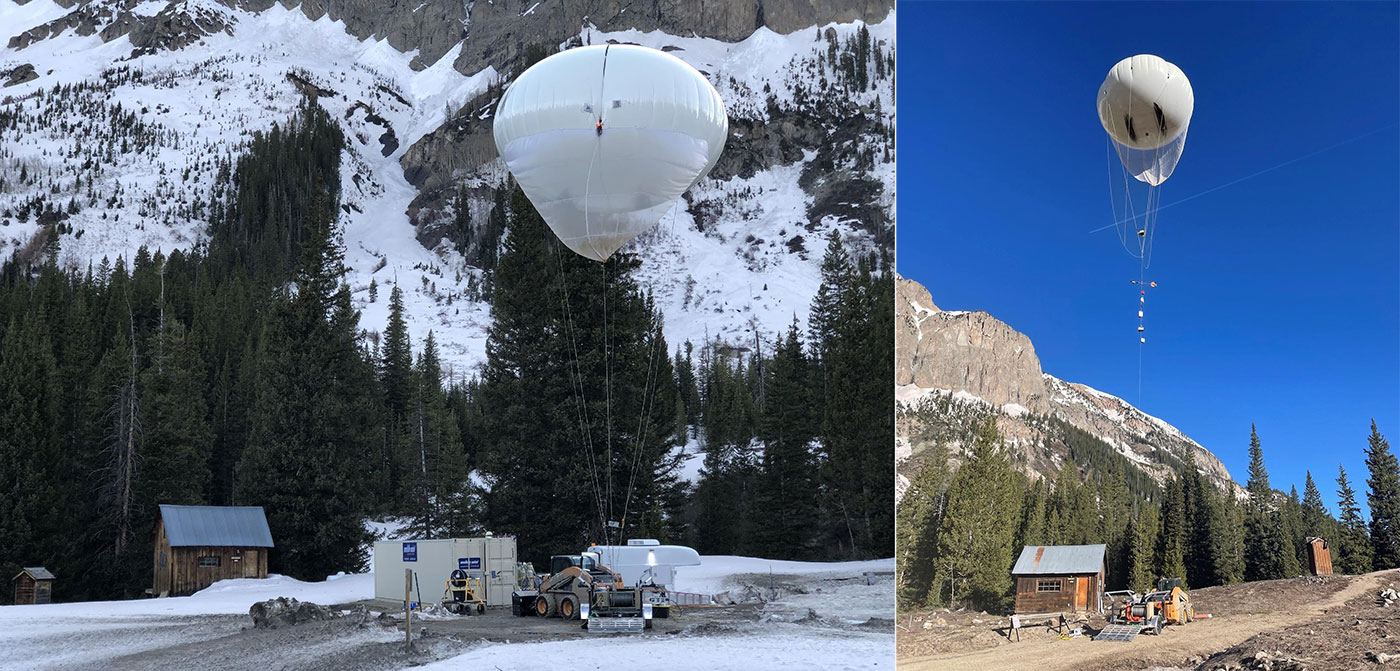 Side-by-side images of the ARM tethered balloon system