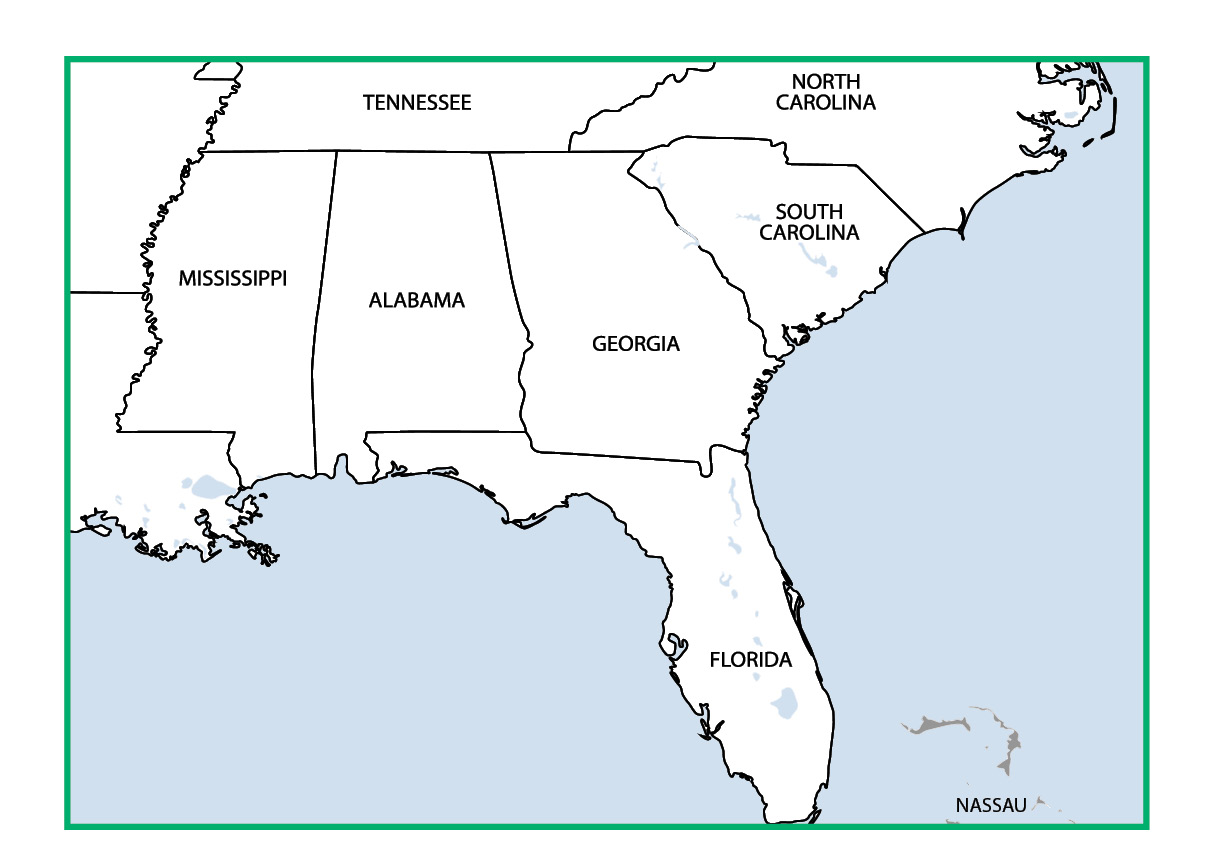 Map of the Southeastern United States