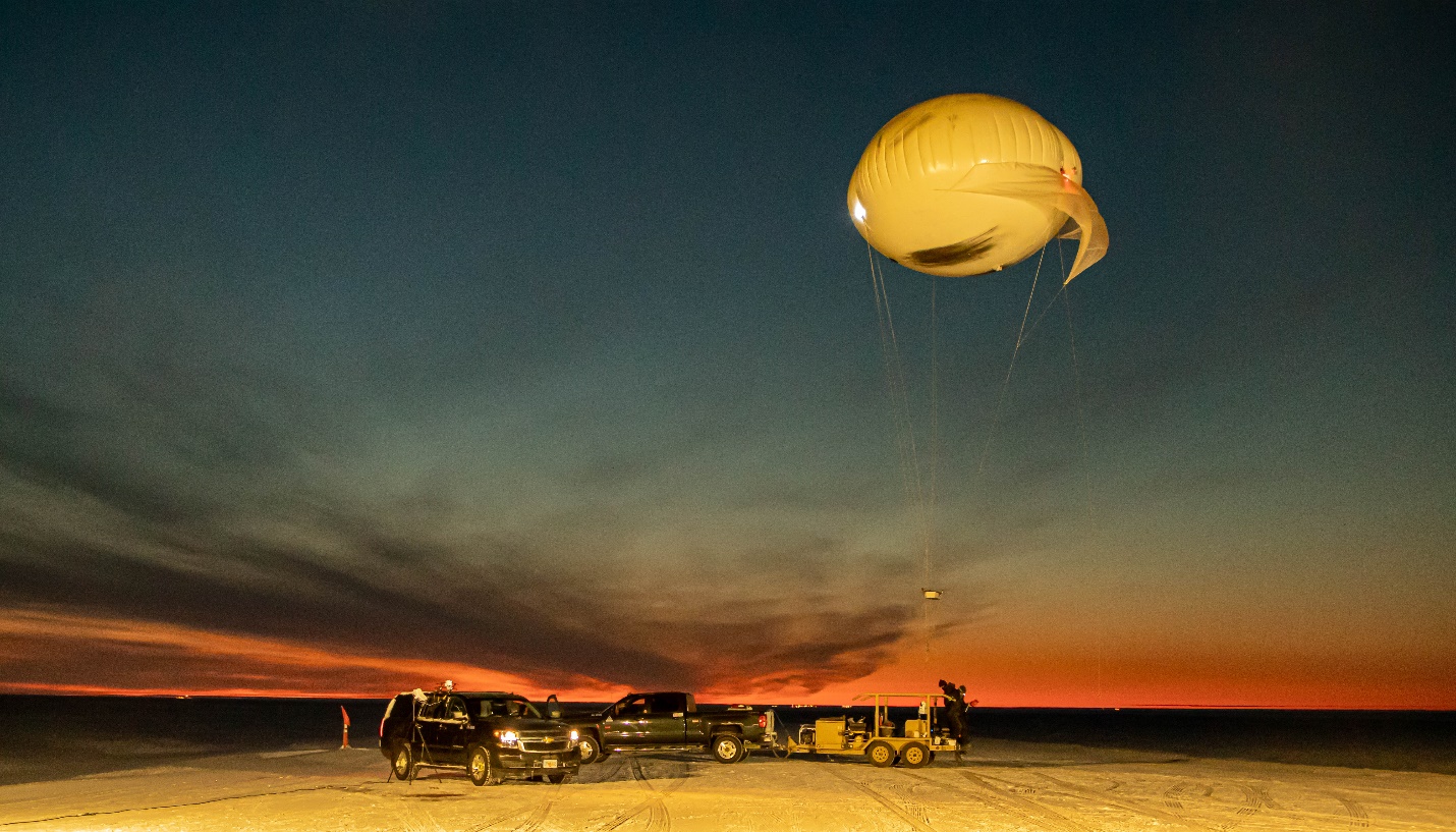 Tethered balloon flight in November 2020 at Oliktok Point, Alaska