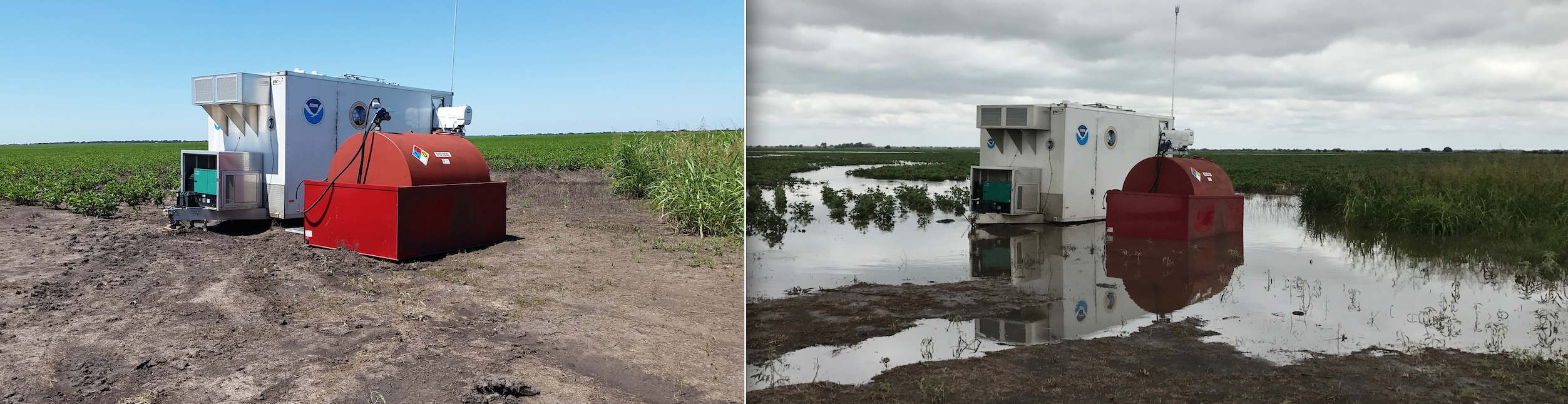 Trailer appears before and after storm rolls across the Southern Great Plains atmospheric observatory