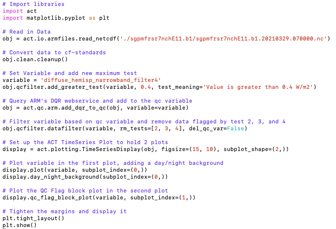 Code from using the Atmospheric data Community Toolkit to explore data quality