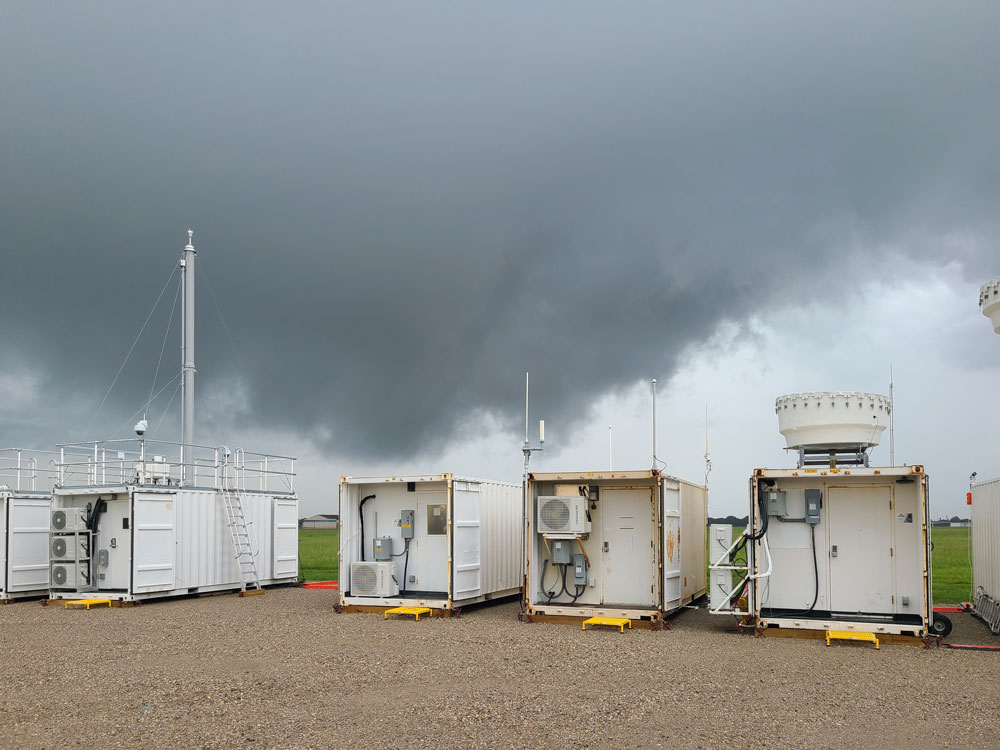 Storm clouds loom near the ARM Mobile Facility in La Porte, Texas.