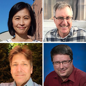 Clockwise from top left, portraits of CPMSG members Christine Chiu, Christopher Williams, Michael Jensen, and Rob Newsom