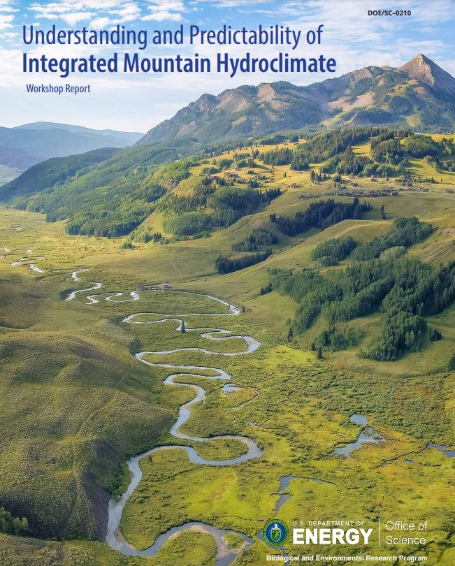 The East River winds through greenery through Crested Butte, Colorado.